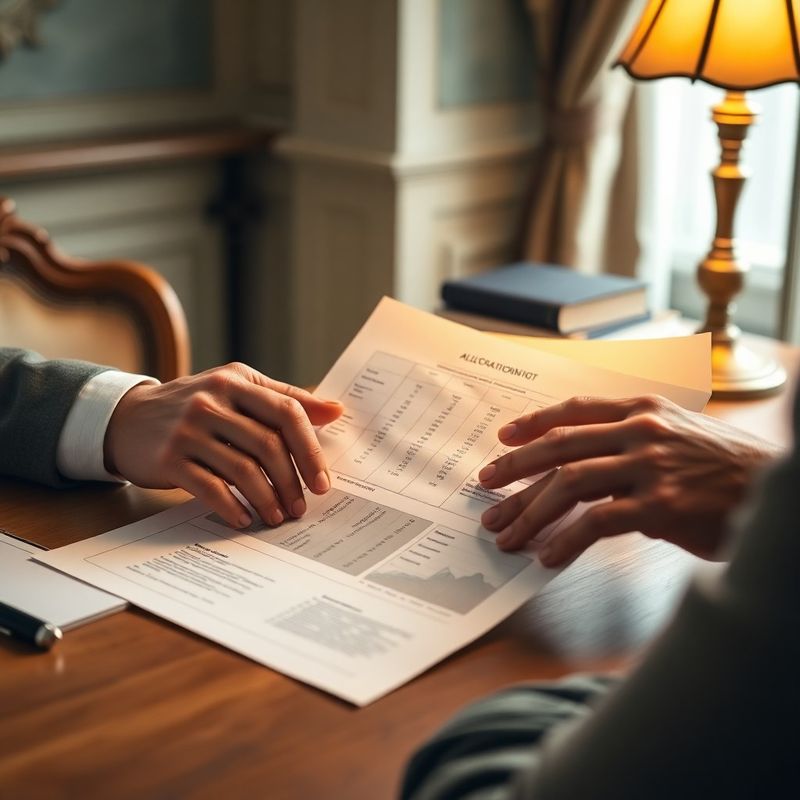 Hands reviewing a structured allocation chart on high-quality paper